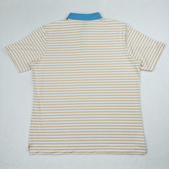 Peter Millar Men’s XXL Bold Stripe Print Gold Blue Golf Polo Shirt Crown Crafted - Picture 9 of 10